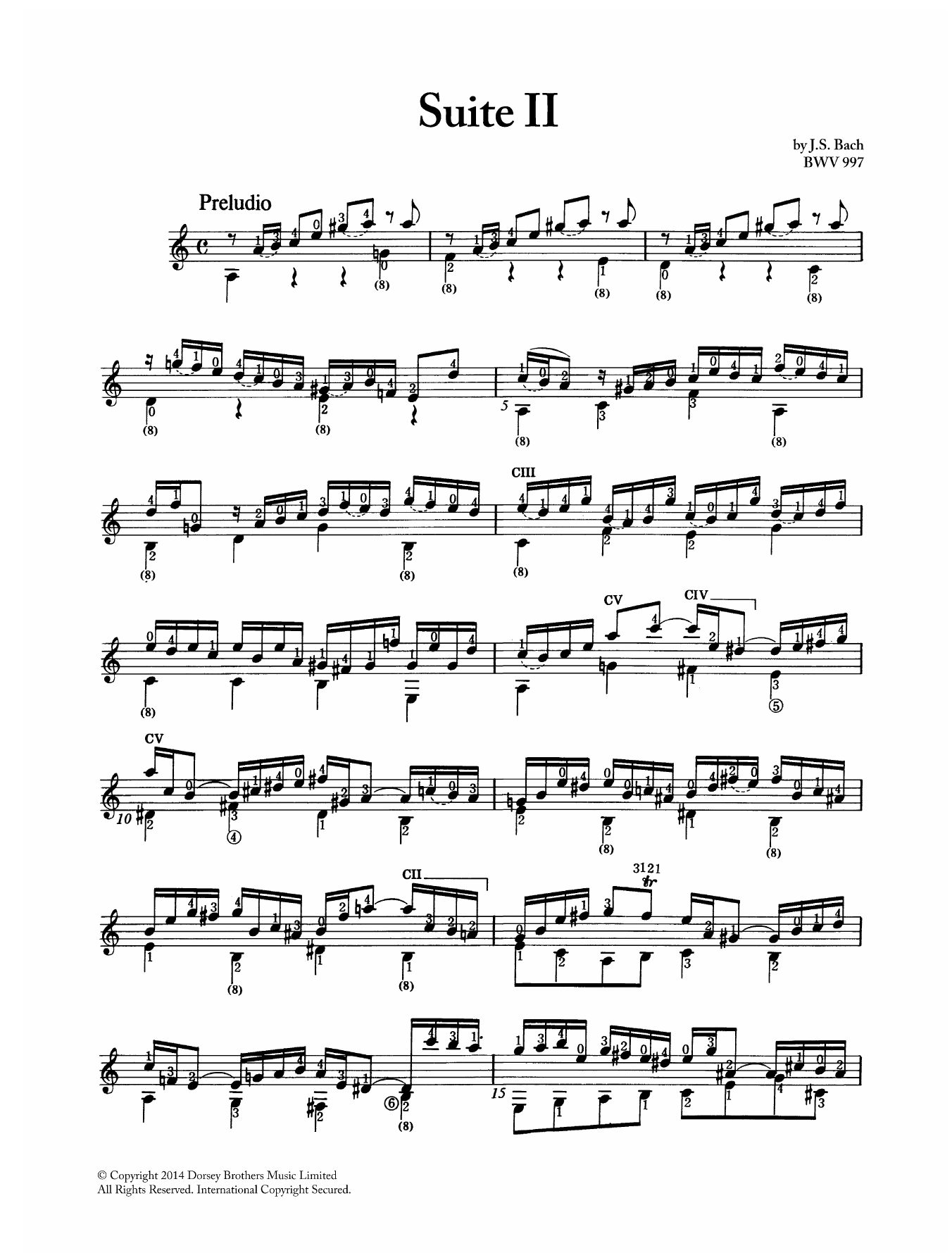Download Johann Sebastian Bach Suite in Cm BWV 997 Sheet Music