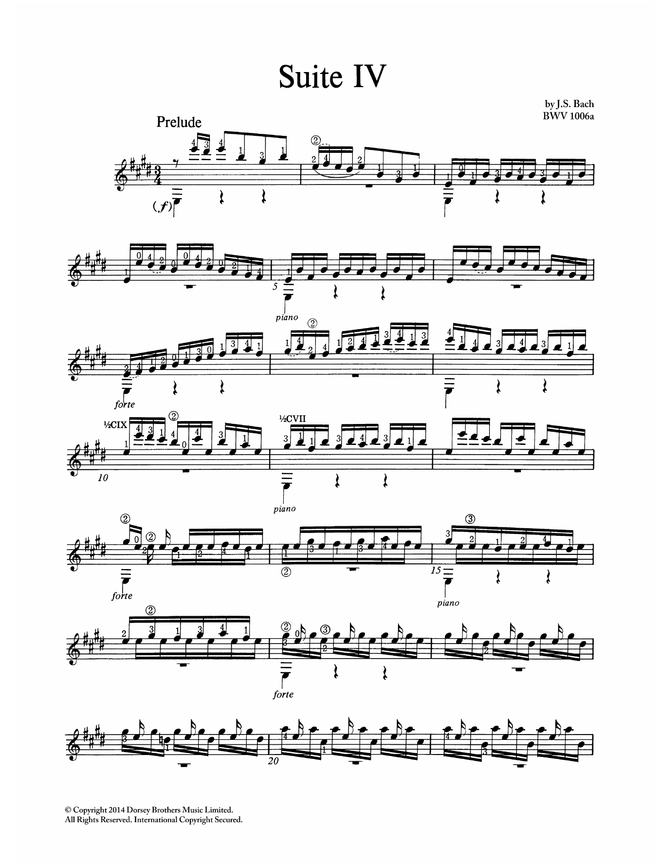 Download Johann Sebastian Bach Suite In E Major BWV 1006A Sheet Music