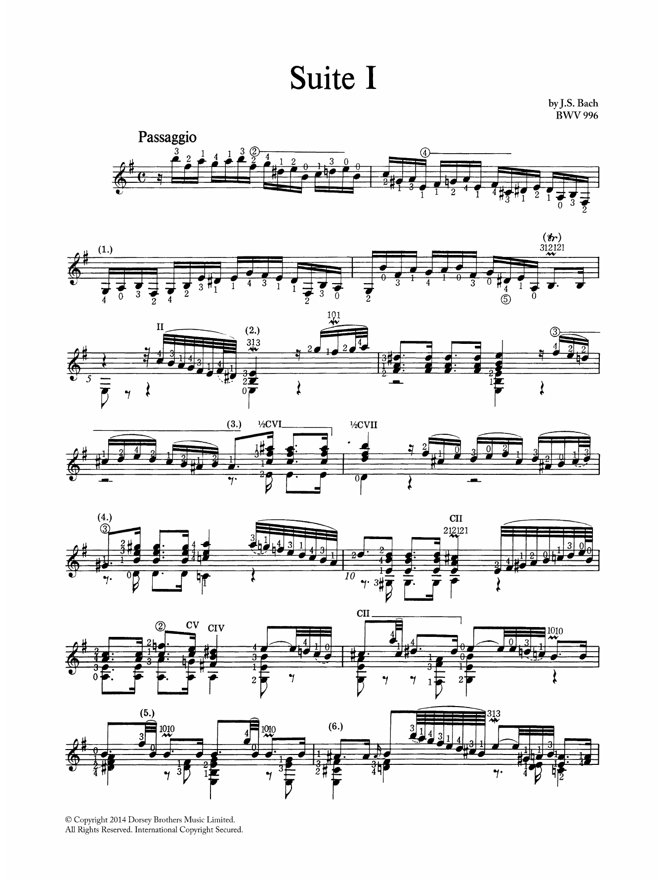 Download Johann Sebastian Bach Suite In E Minor BWV 996 Sheet Music