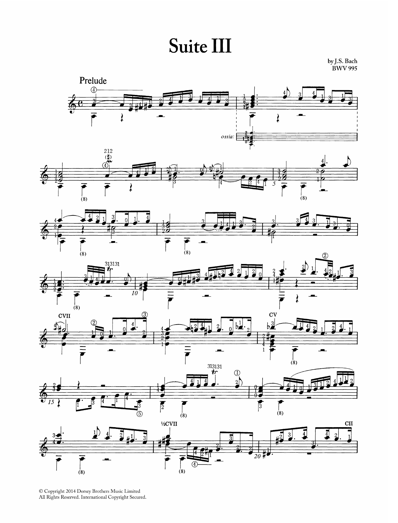 Download Johann Sebastian Bach Suite In Gm BWV 995 Sheet Music