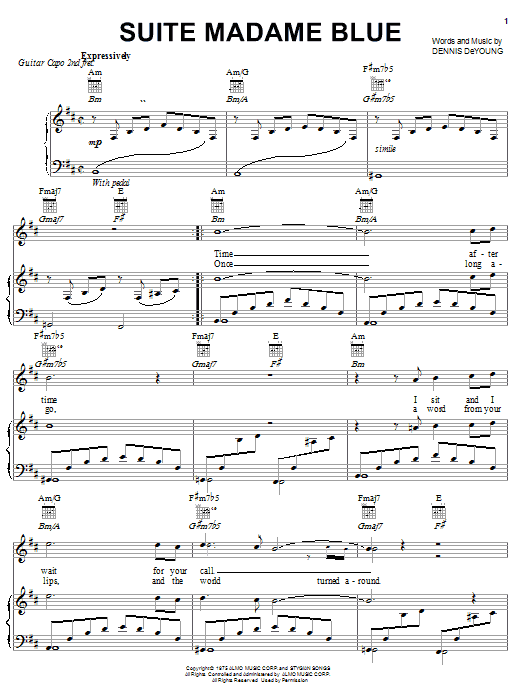 Download Styx Suite Madame Blue Sheet Music