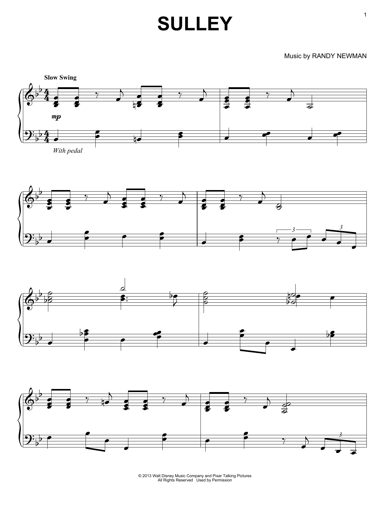 Download Randy Newman Sulley Sheet Music