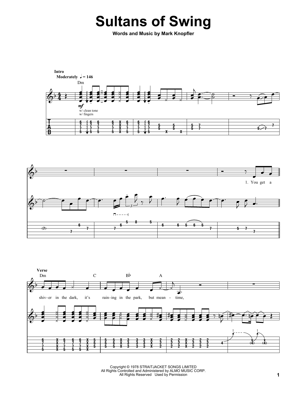 Download Dire Straits Sultans Of Swing Sheet Music
