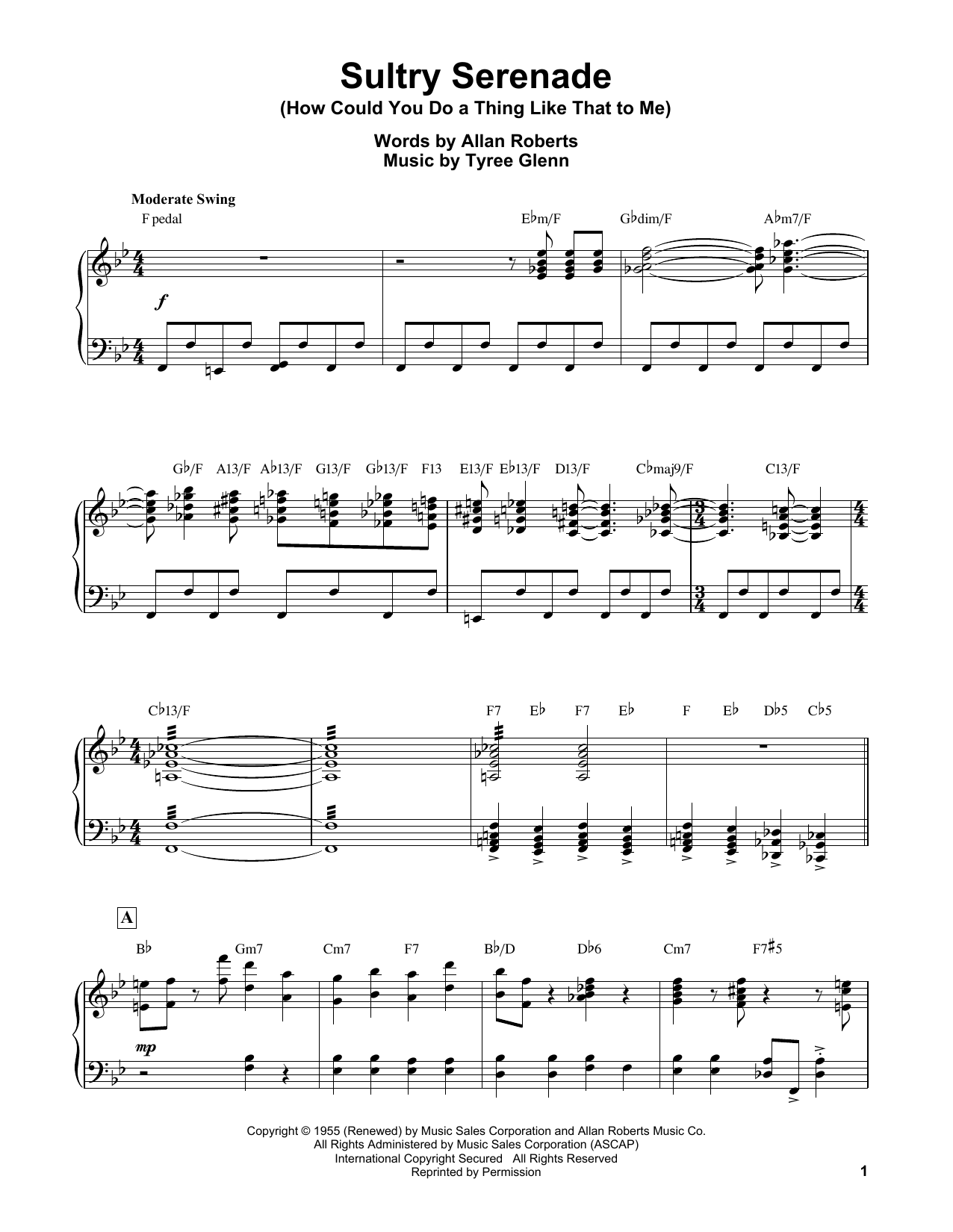 Download Erroll Garner Sultry Serenade (How Could You Do A Thi Sheet Music