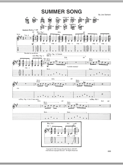 Download Joe Satriani Summer Song Sheet Music