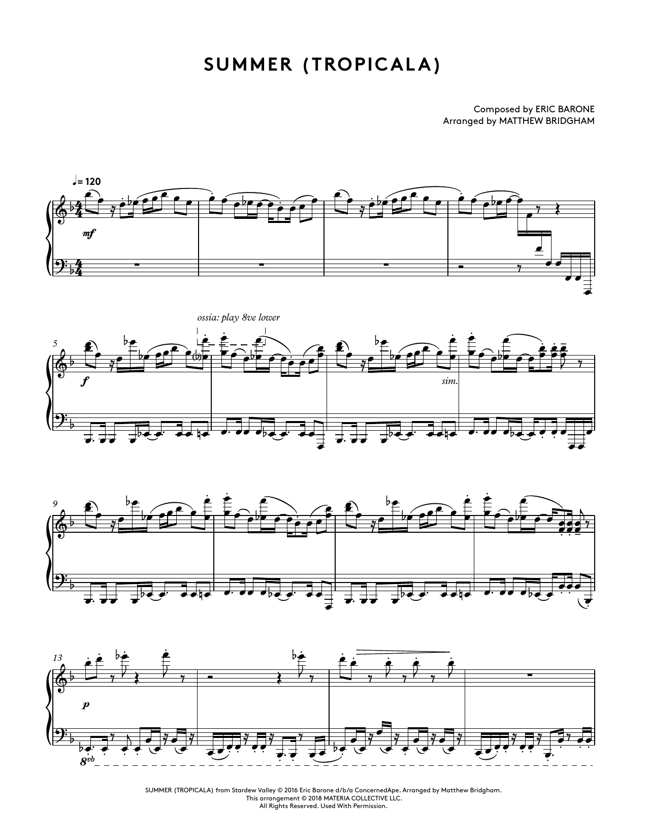 Download Eric Barone Summer (Tropicala) (from Stardew Valley Sheet Music