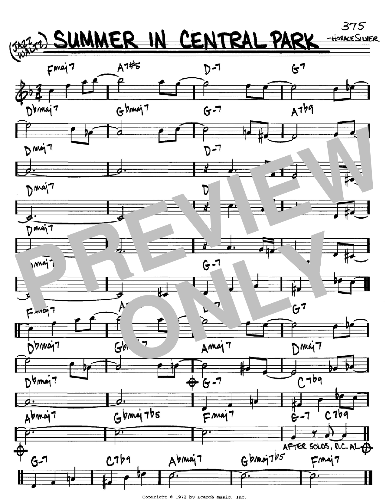 Download Horace Silver Summer In Central Park Sheet Music