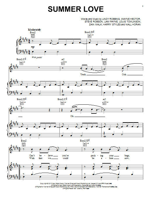 Download One Direction Summer Love Sheet Music