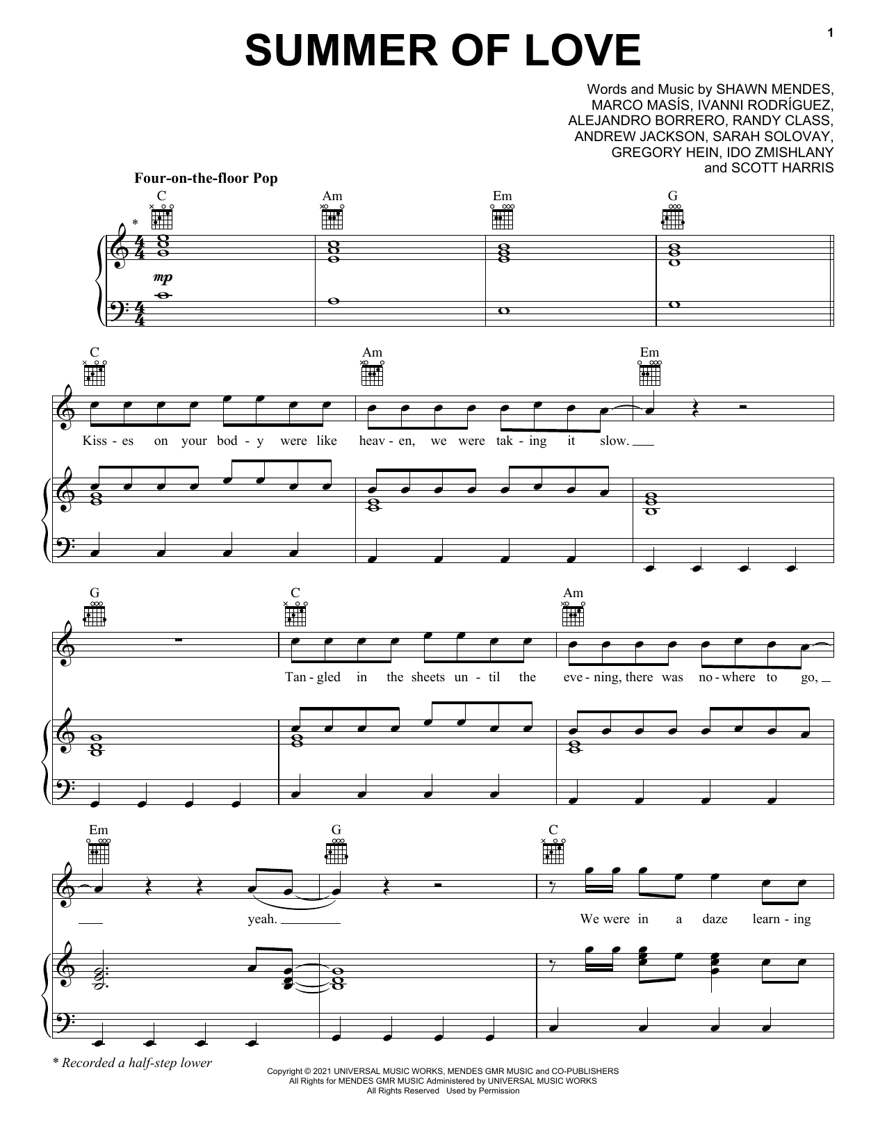 Shawn Mendes & Tainy Summer Of Love (feat. Tainy) sheet music notes printable PDF score
