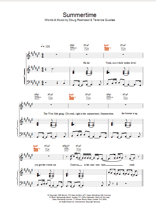 Download Another Level Summertime Sheet Music