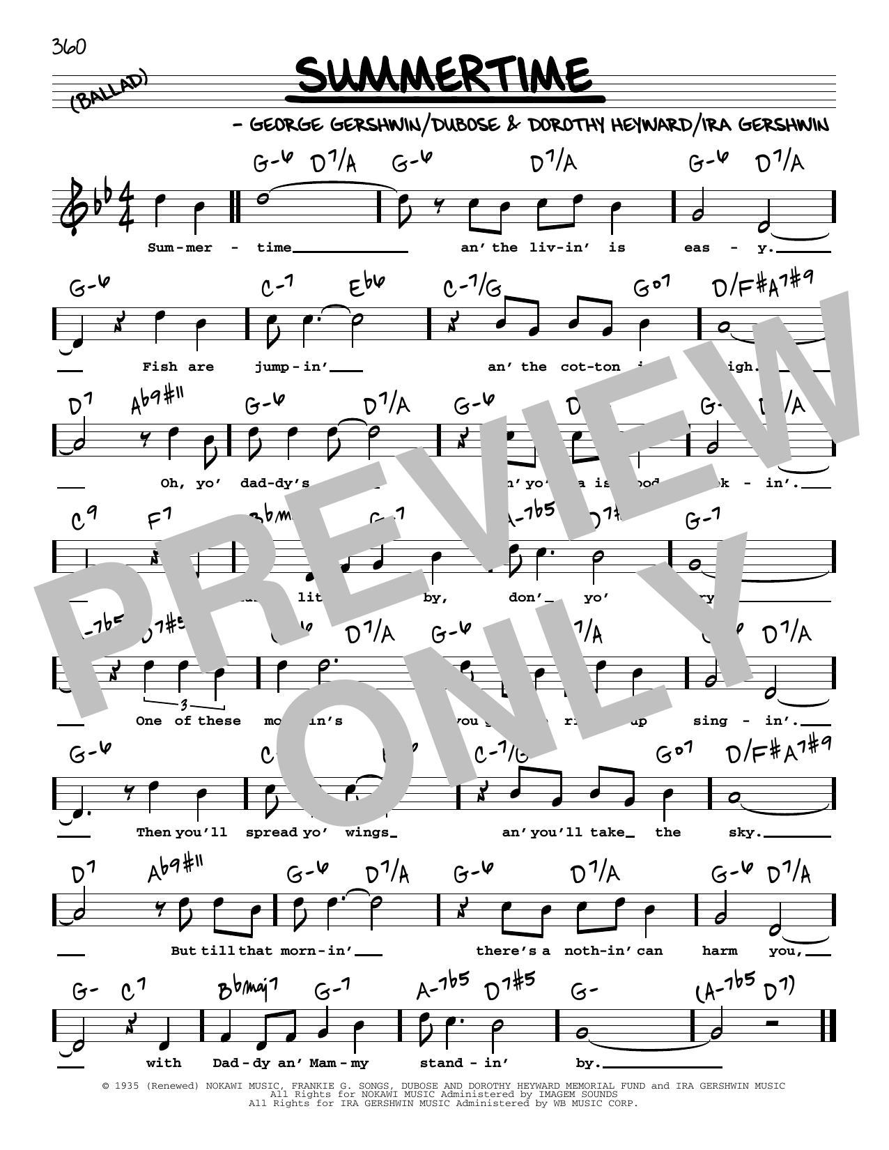 Download George Gershwin & Ira Gershwin Summertime (High Voice) (from Porgy and Sheet Music