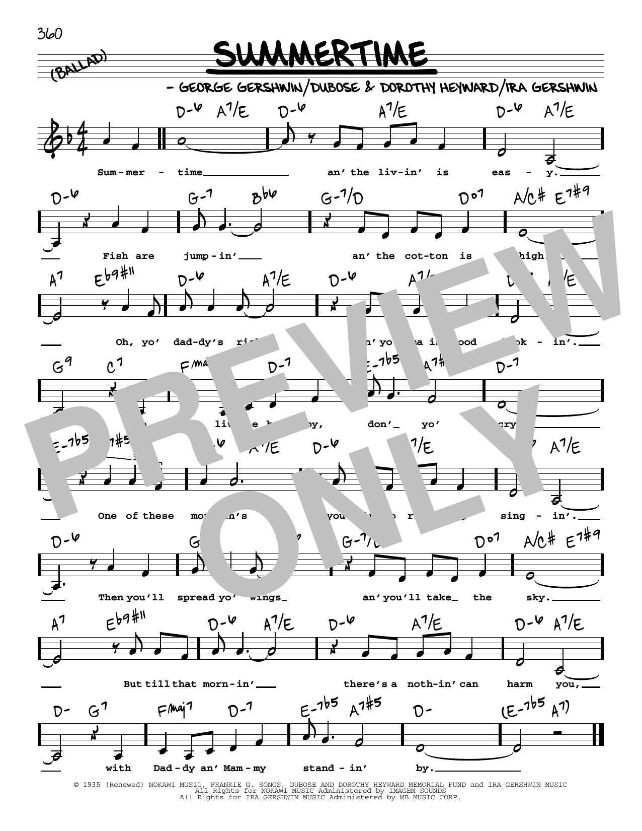 Download George Gershwin Summertime (Low Voice) Sheet Music