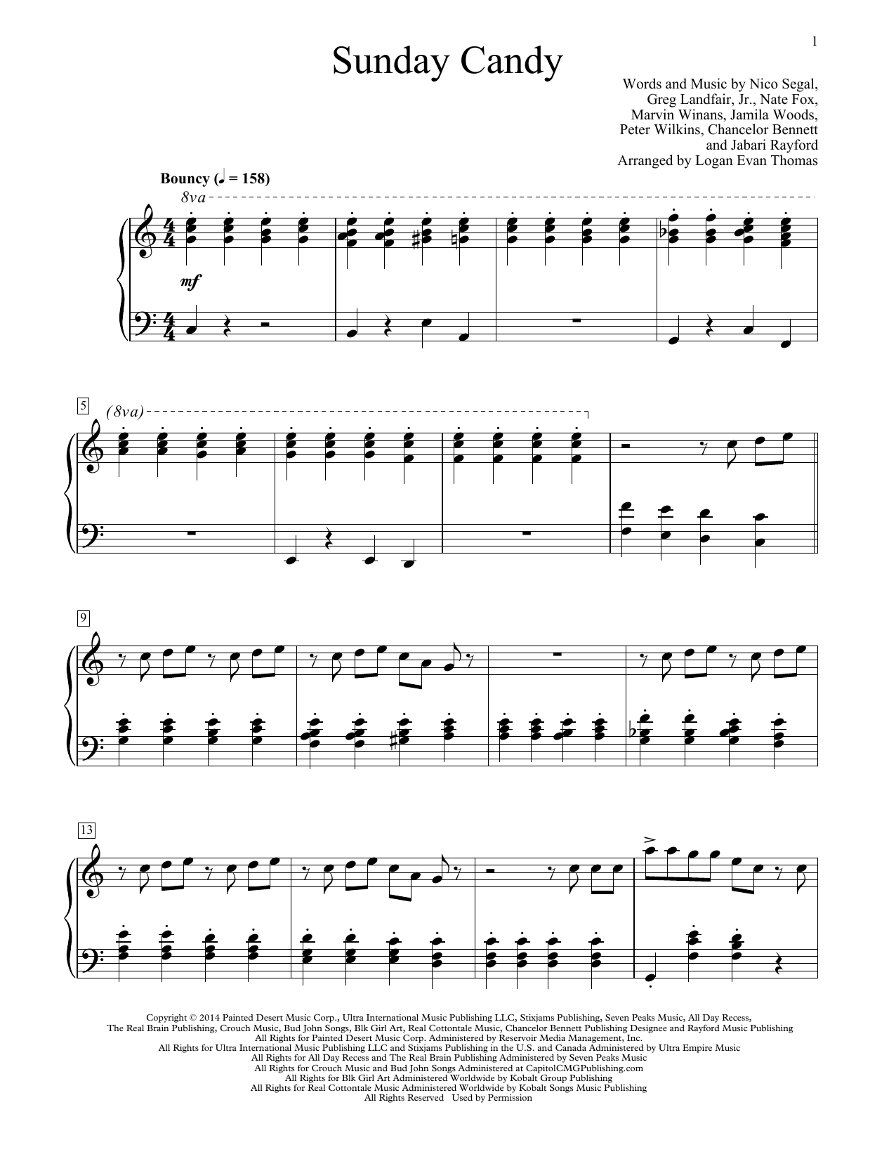 Download Chance The Rapper Sunday Candy (arr. Logan Evan Thomas) Sheet Music