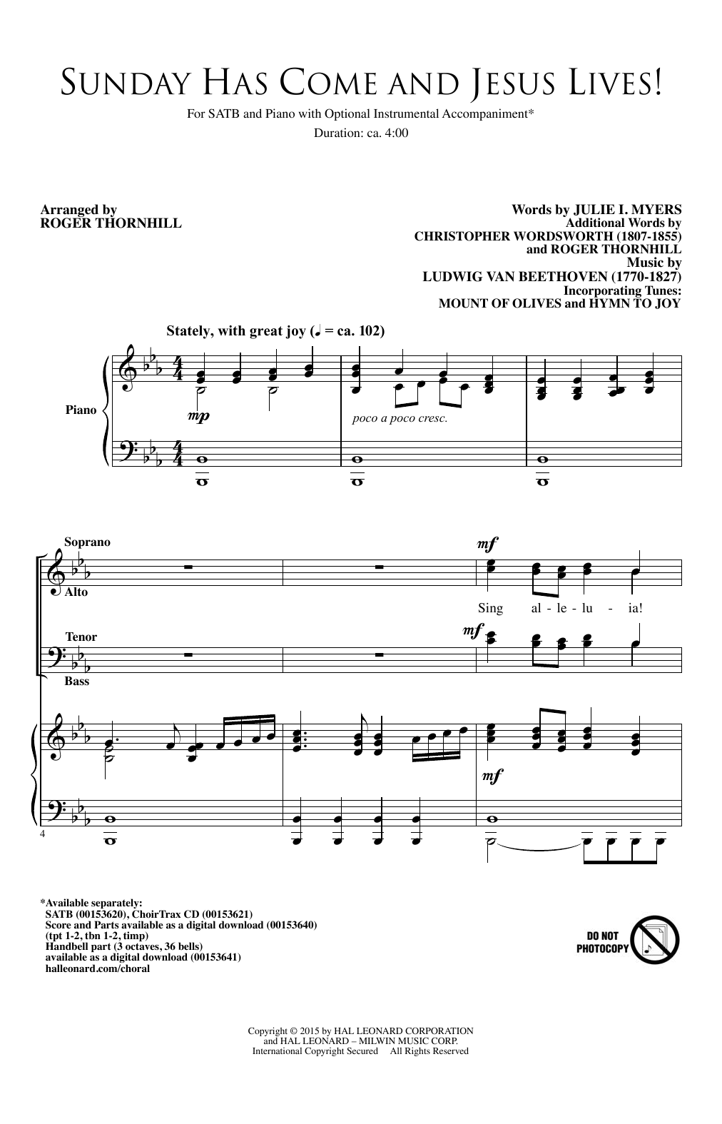 Download Roger Thornhill Sunday Has Come And Jesus Lives! Sheet Music