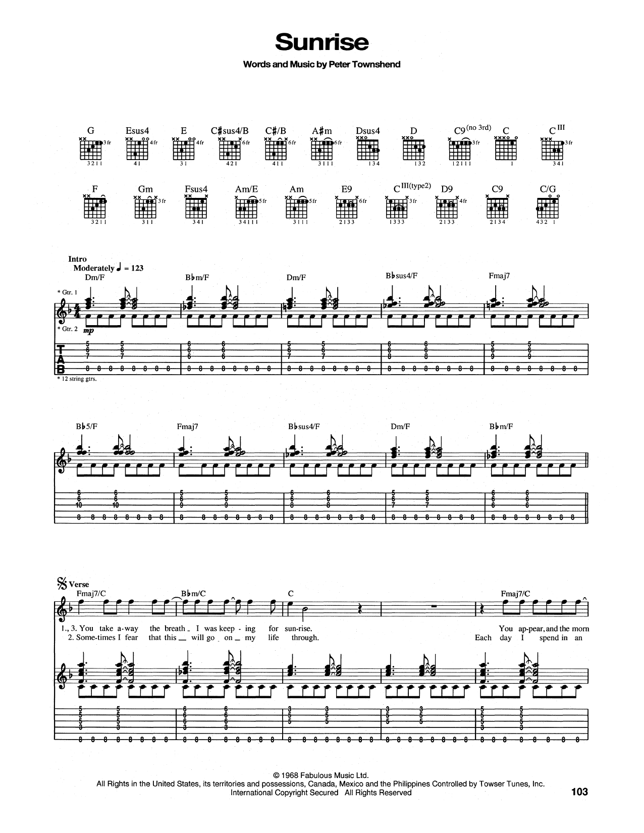 Download The Who Sunrise Sheet Music