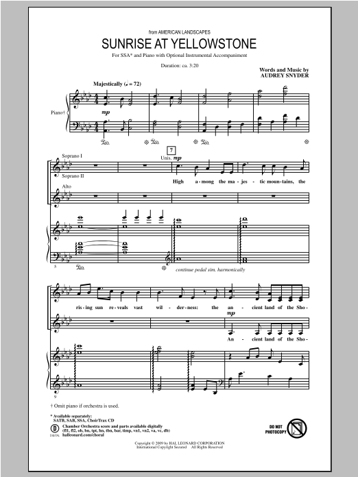 Download Audrey Snyder Sunrise At Yellowstone (from American Sheet Music
