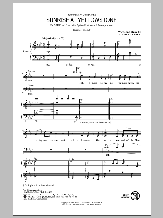 Download Audrey Snyder Sunrise At Yellowstone (from American L Sheet Music