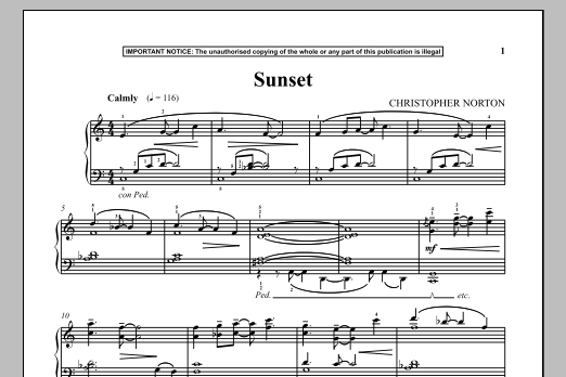 Download Christopher Norton Sunset Sheet Music