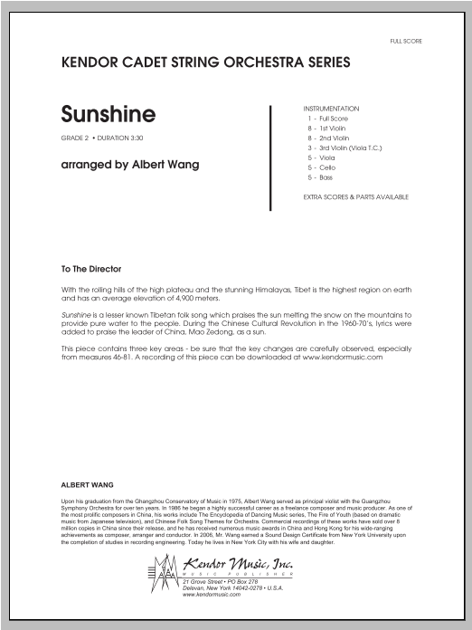Download Wang Sunshine - Full Score Sheet Music