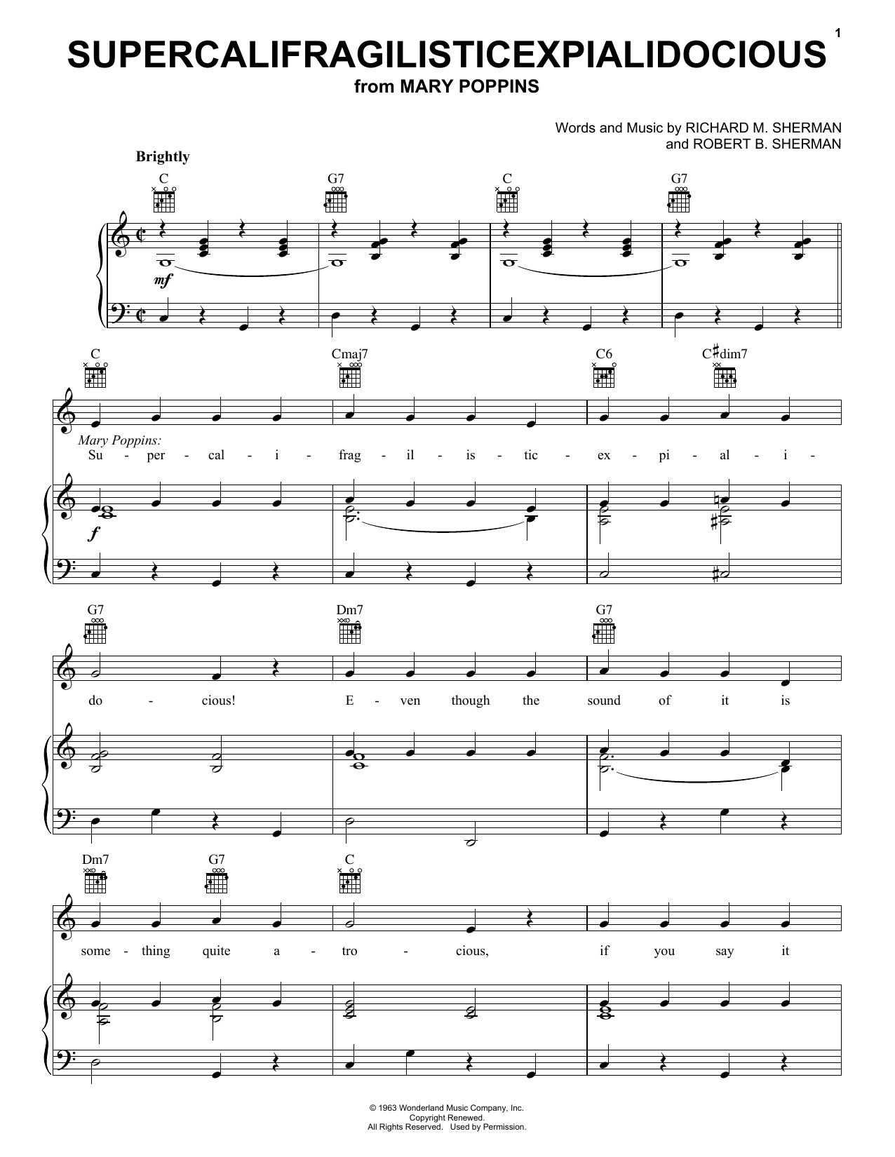 Download Julie Andrews Supercalifragilisticexpialidocious Sheet Music
