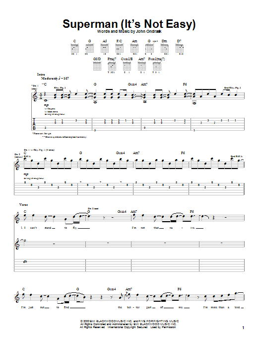 Download Five For Fighting Superman (It's Not Easy) Sheet Music
