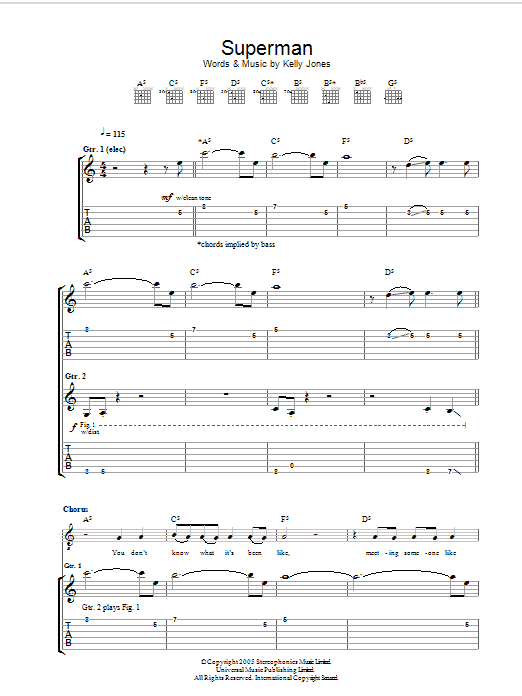 Download Stereophonics Superman Sheet Music
