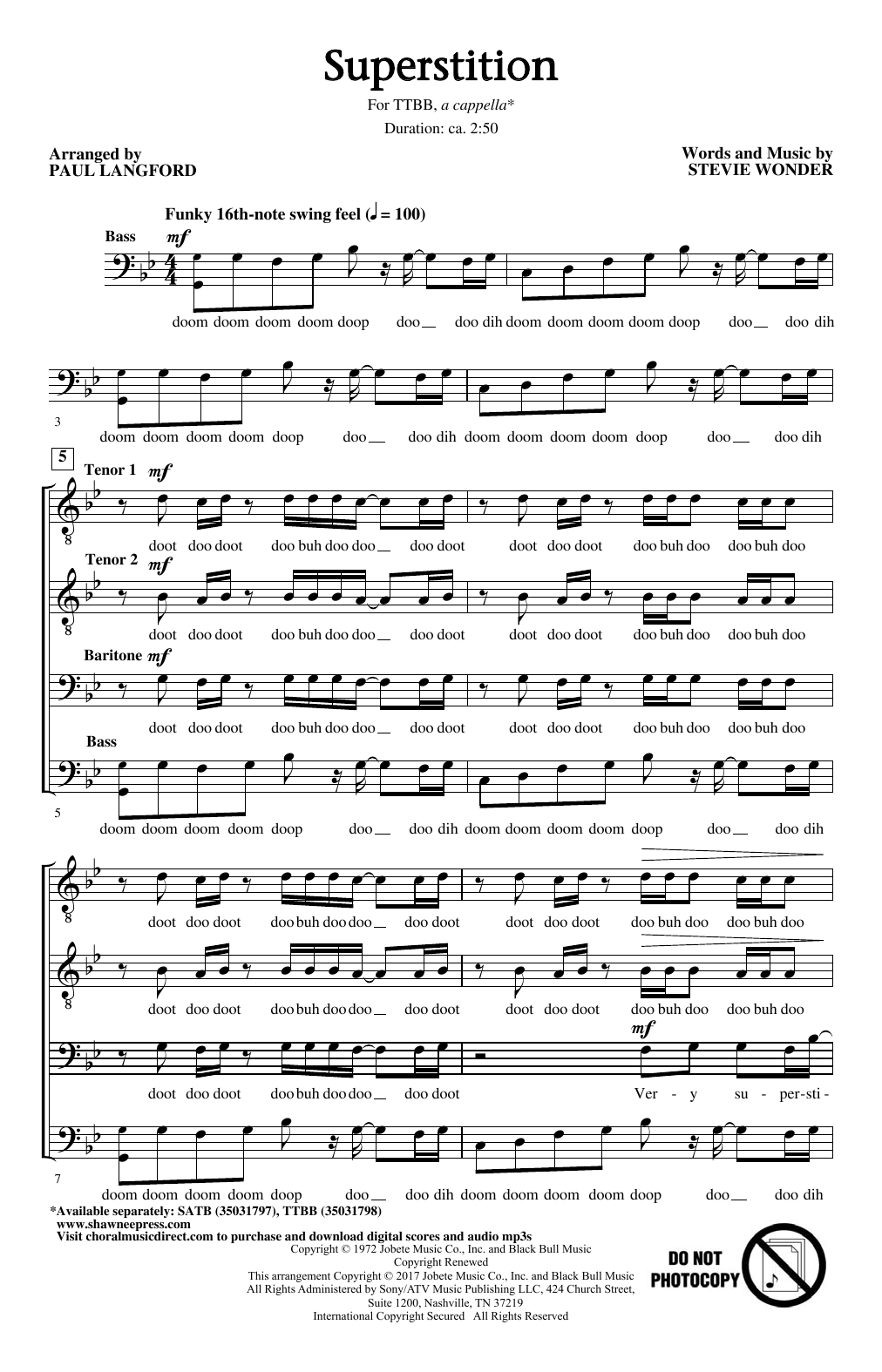 Download Stevie Wonder Superstition (arr. Paul Langford) Sheet Music