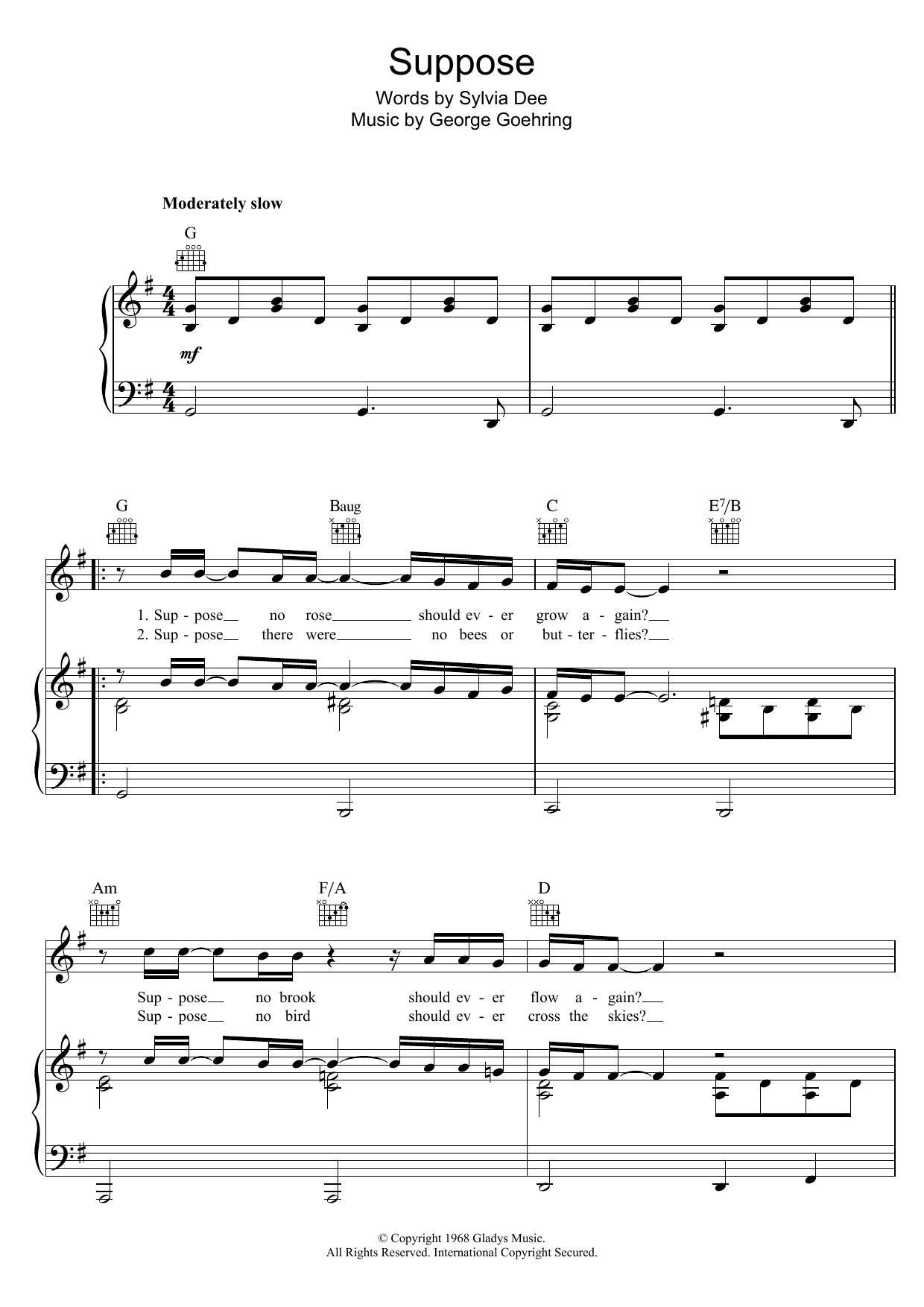 Elvis Presley Suppose sheet music notes printable PDF score