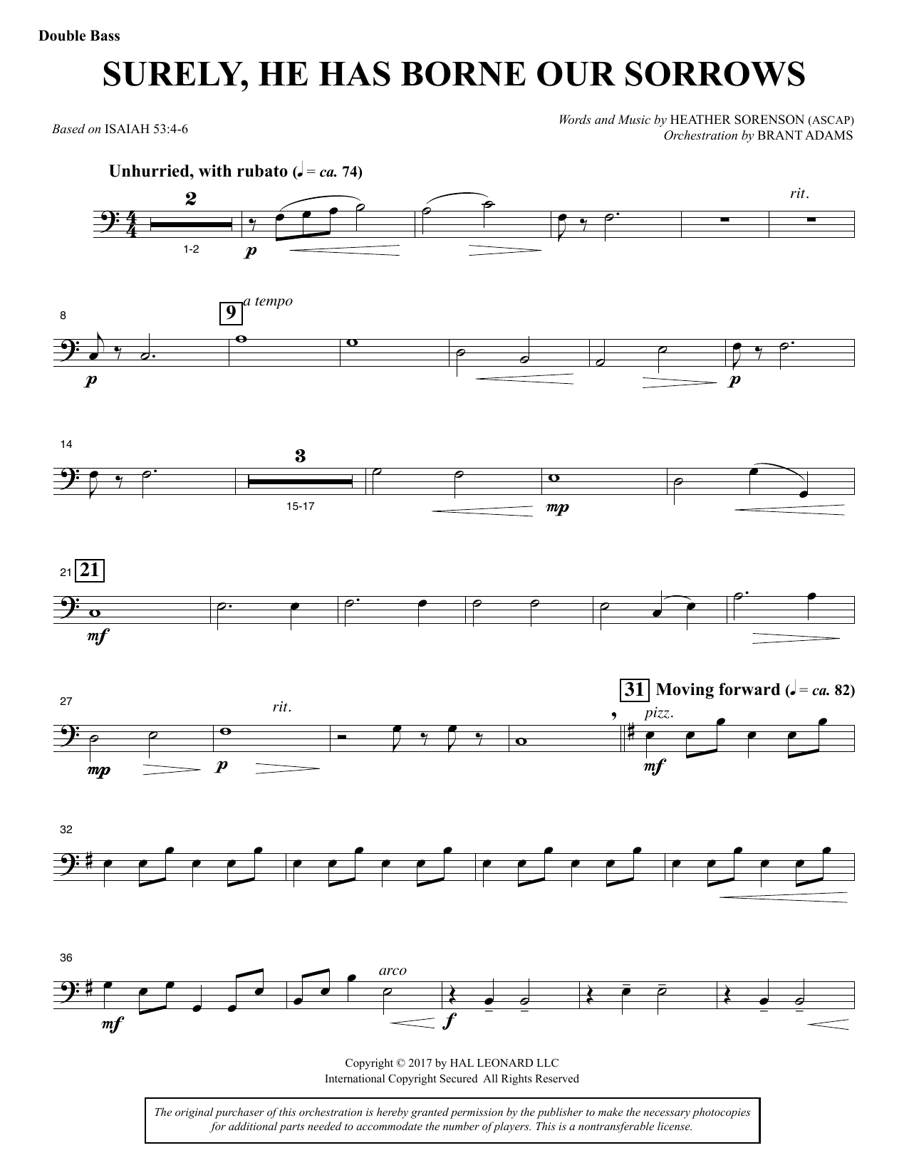 Download Heather Sorenson Surely, He Has Borne Our Sorrows - Doub Sheet Music