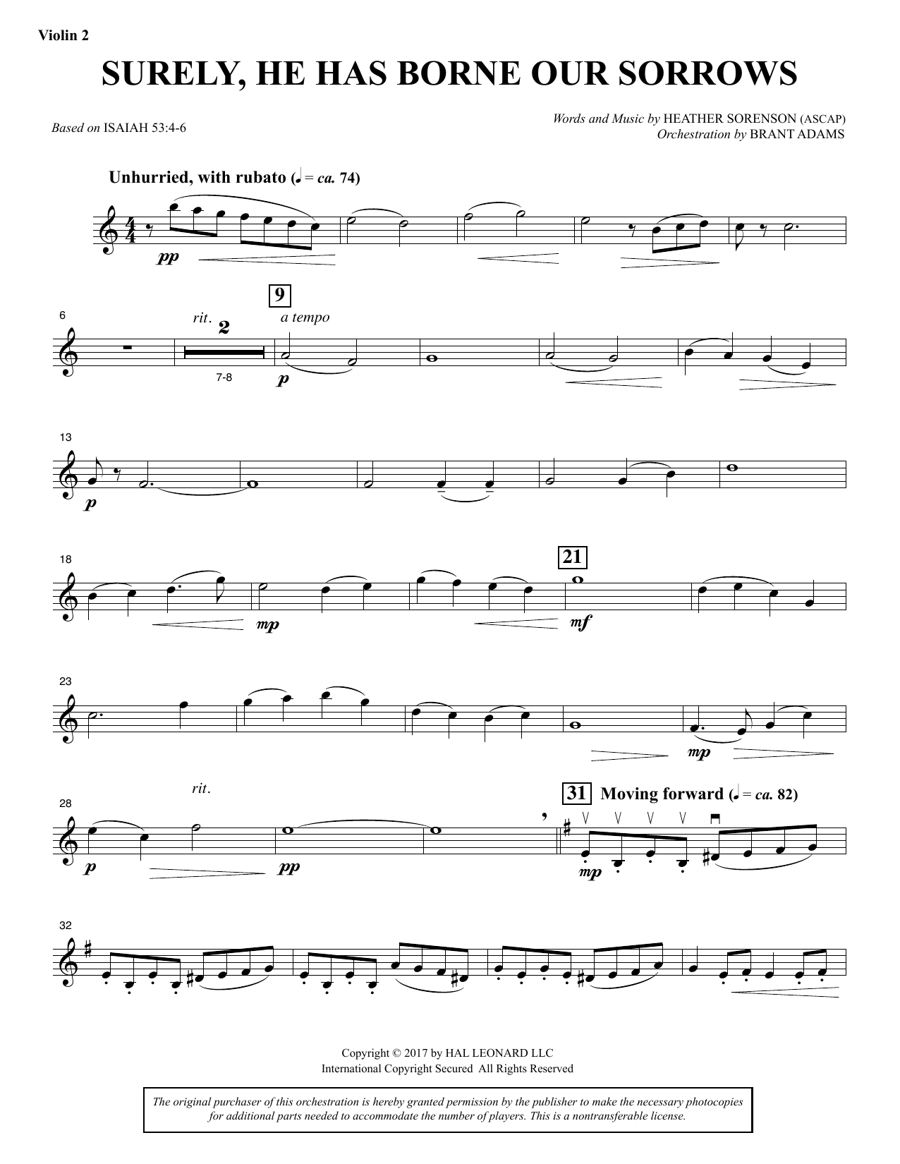Download Heather Sorenson Surely, He Has Borne Our Sorrows - Viol Sheet Music