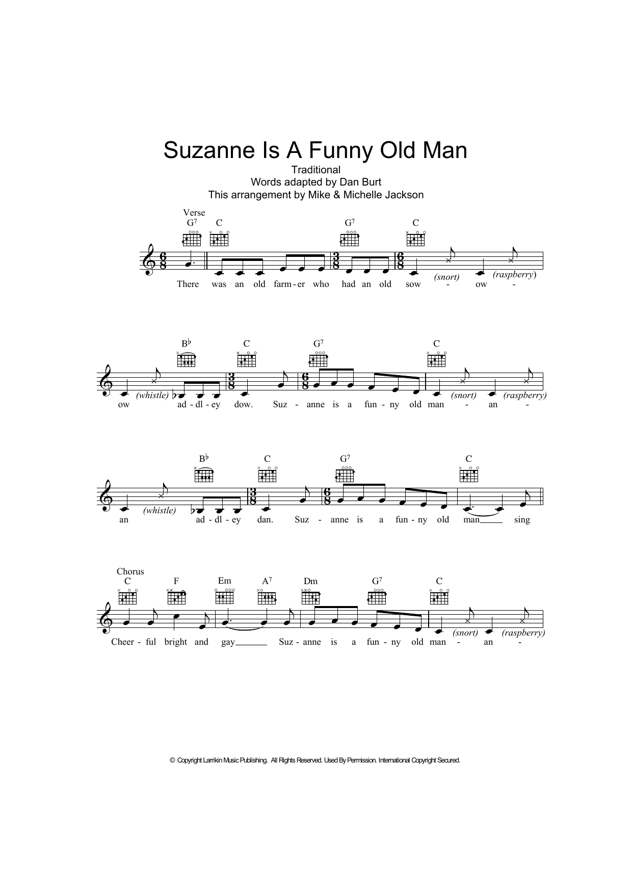 Download Traditional Suzanne Is A Funny Old Man Sheet Music
