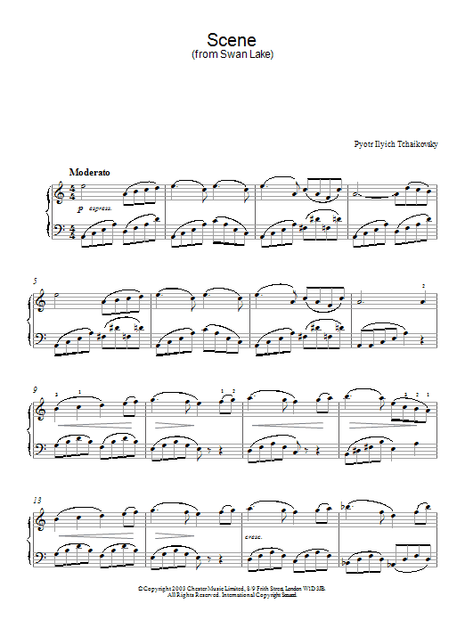 Download Pyotr Il'yich Tchaikovsky Swan Lake, Op. 20 (Scene) Sheet Music