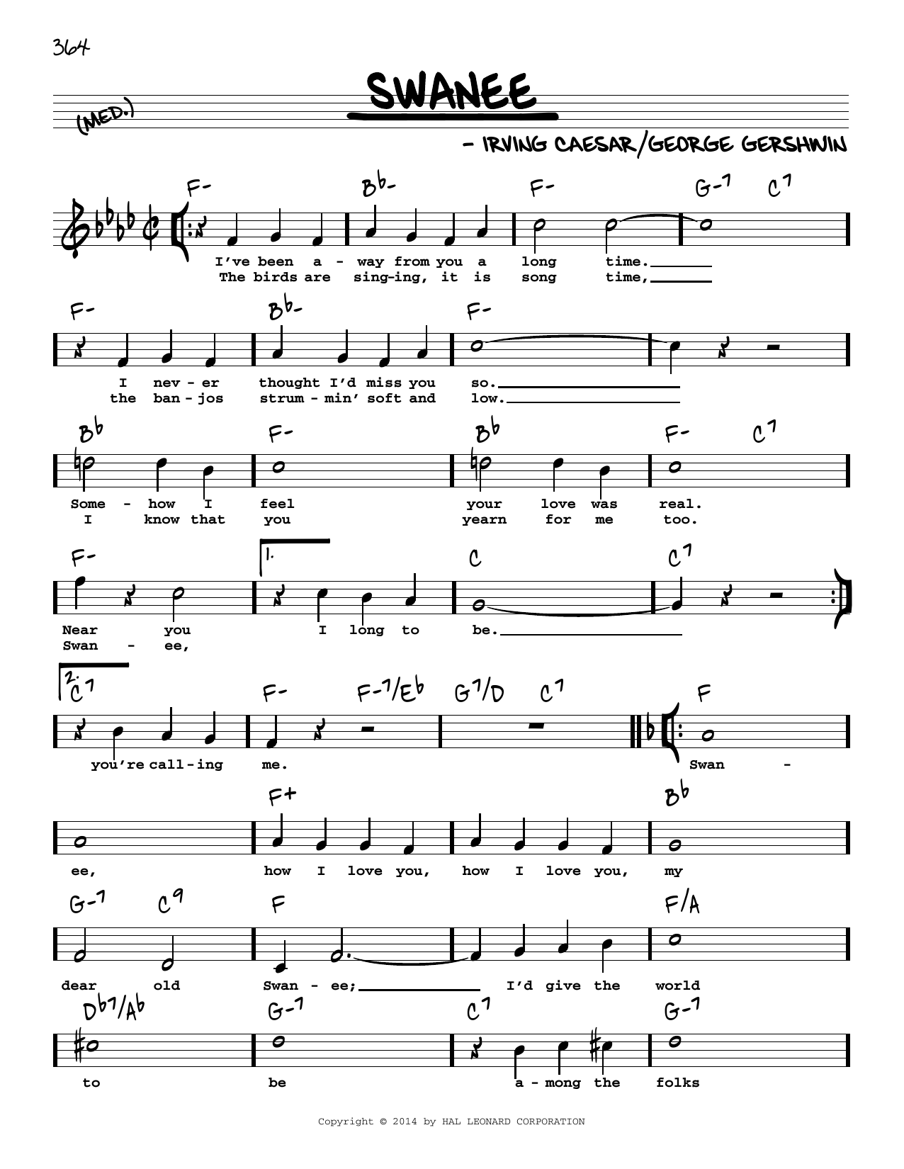 Download George Gershwin Swanee (High Voice) Sheet Music