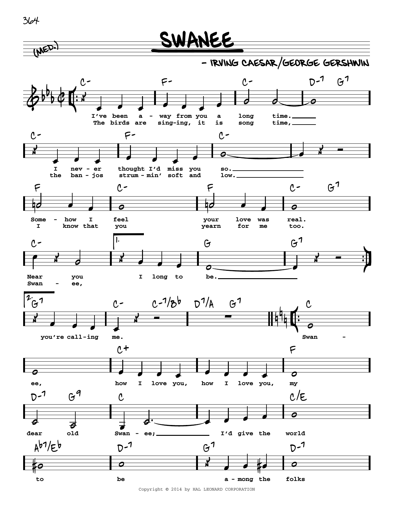 Download George Gershwin Swanee (Low Voice) Sheet Music