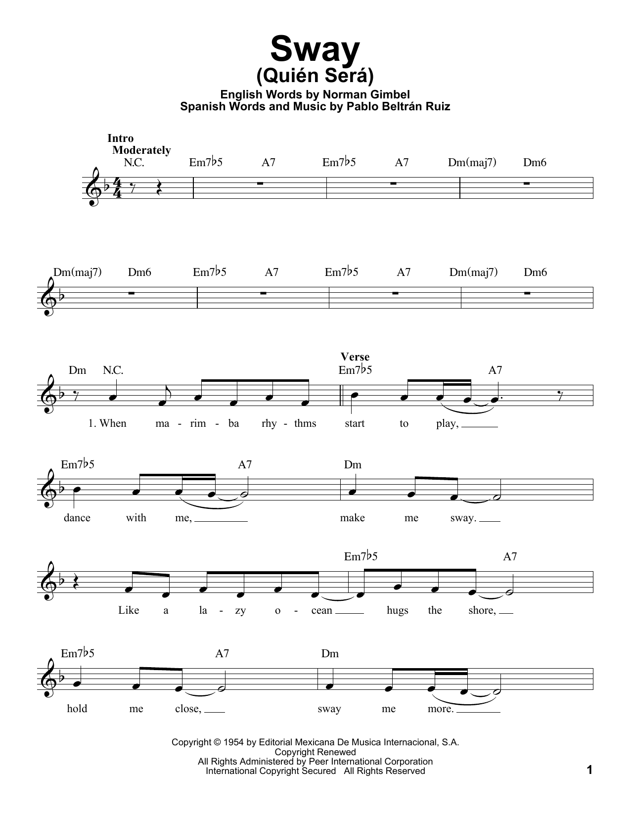 Download Michael Bublé Sway (Quien Sera) Sheet Music