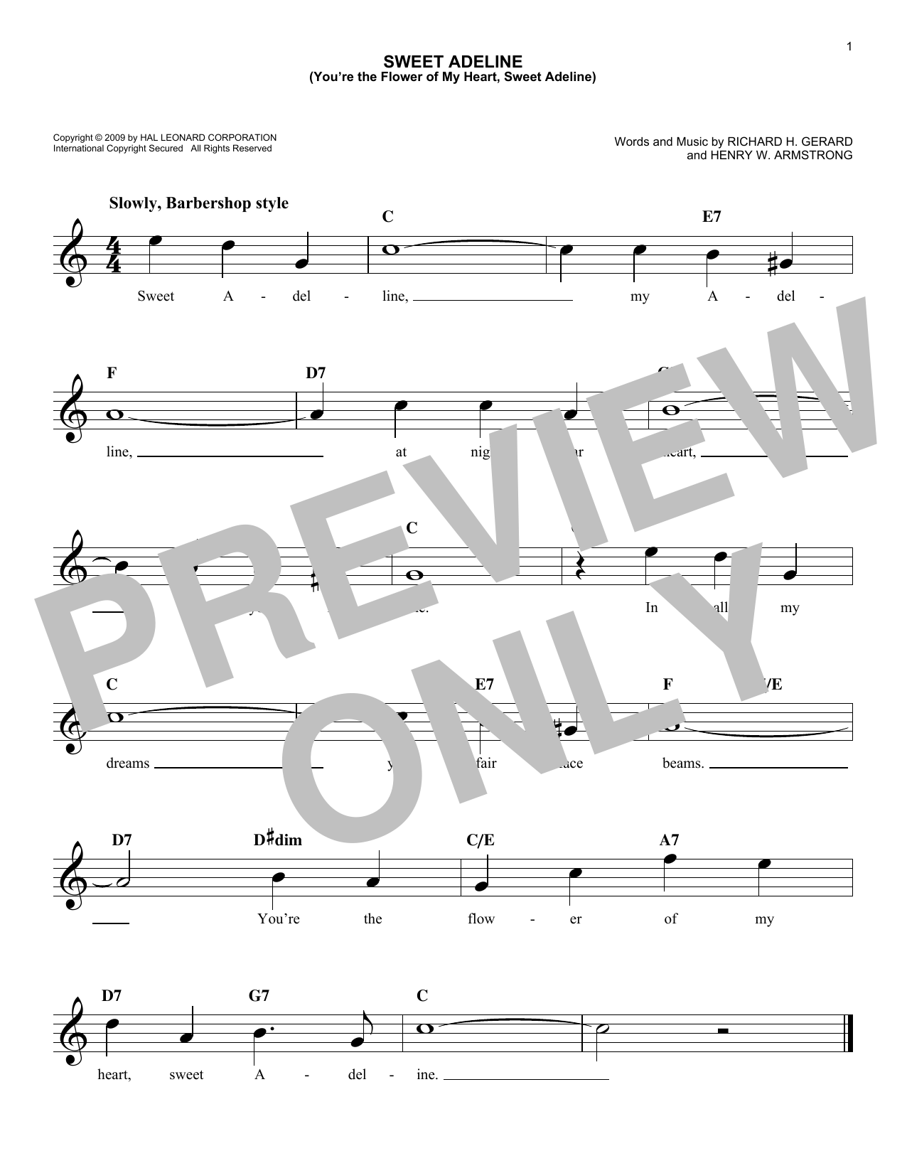 Download Richard H. Gerard Sweet Adeline (You're The Flower Of My Sheet Music