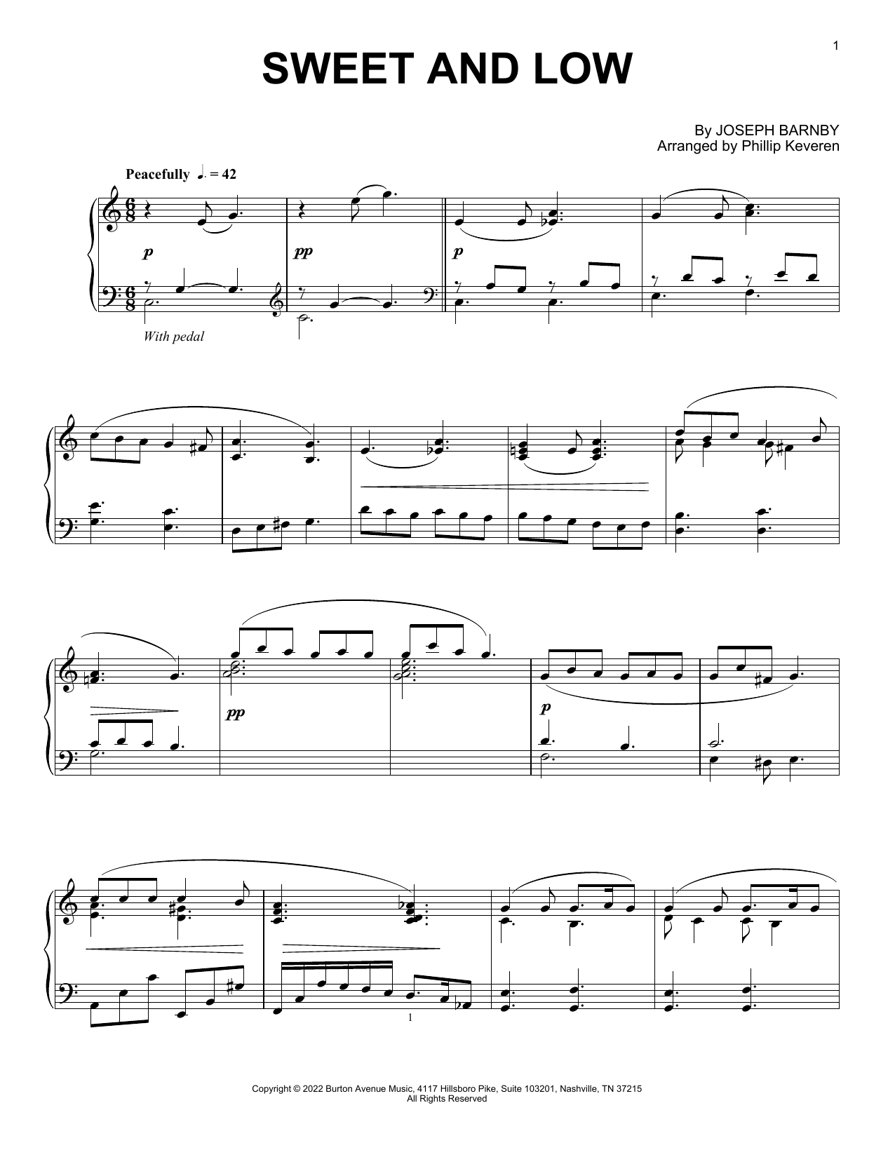 Download Joseph Barnby Sweet And Low (arr. Phillip Keveren) Sheet Music