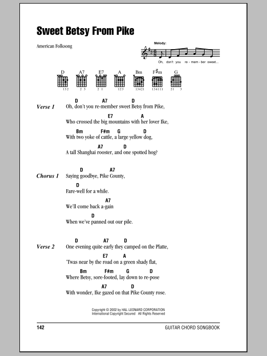 Download American Folksong Sweet Betsy From Pike Sheet Music