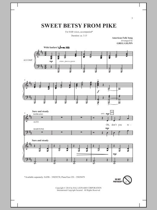 Download Greg Gilpin Sweet Betsy From Pike Sheet Music