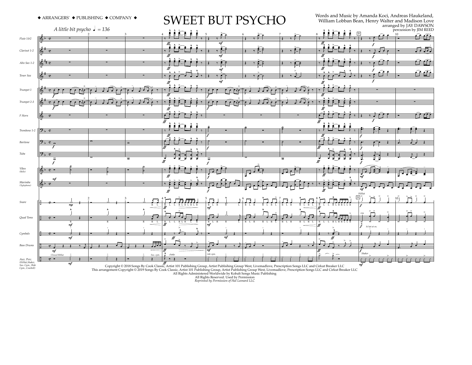 Download Ava Max Sweet But Psycho (arr. Jay Dawson) - Fu Sheet Music