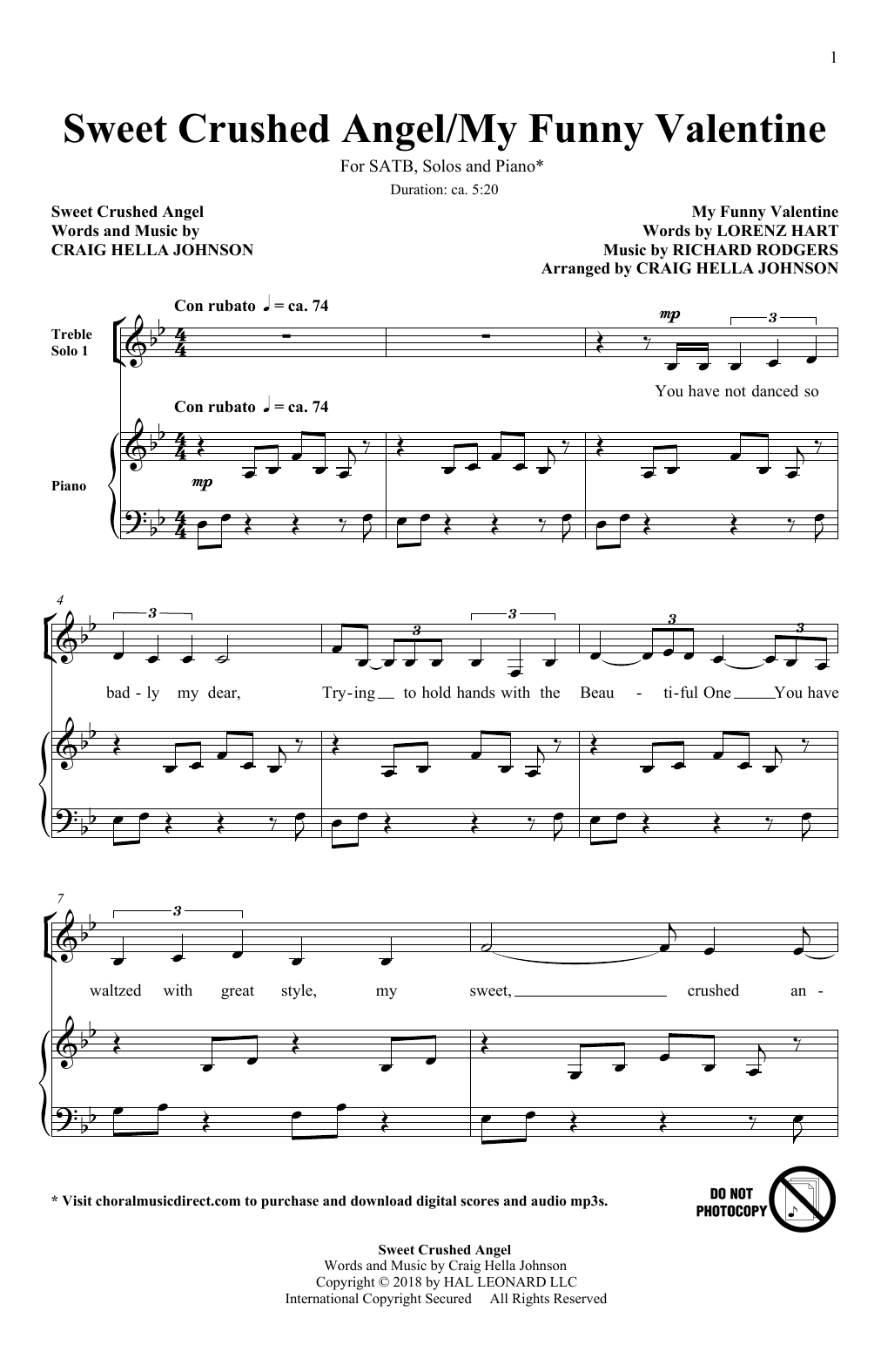 Download Rodgers & Hart Sweet Crushed Angel/My Funny Valentine Sheet Music