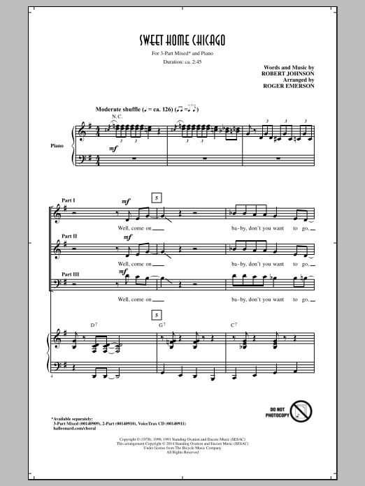 Download The Blues Brothers Sweet Home Chicago (arr. Roger Emerson) Sheet Music