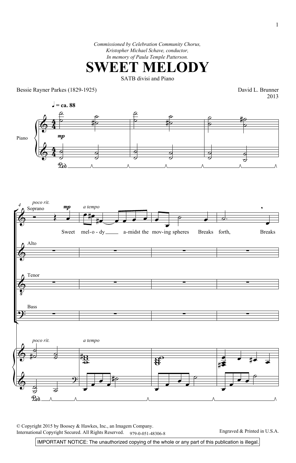 Download David Brunner Sweet Melody Sheet Music