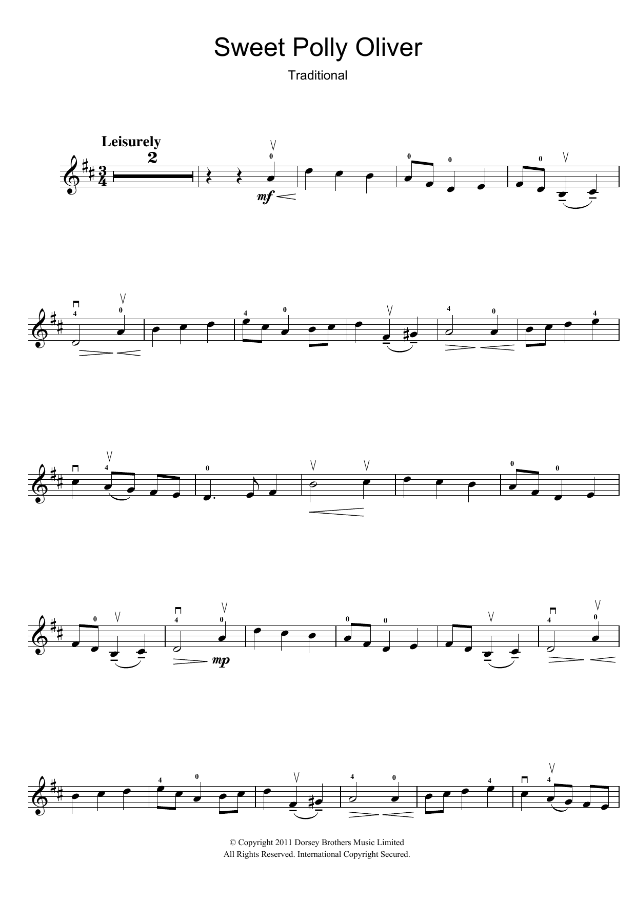 Download Traditional Sweet Polly Oliver Sheet Music
