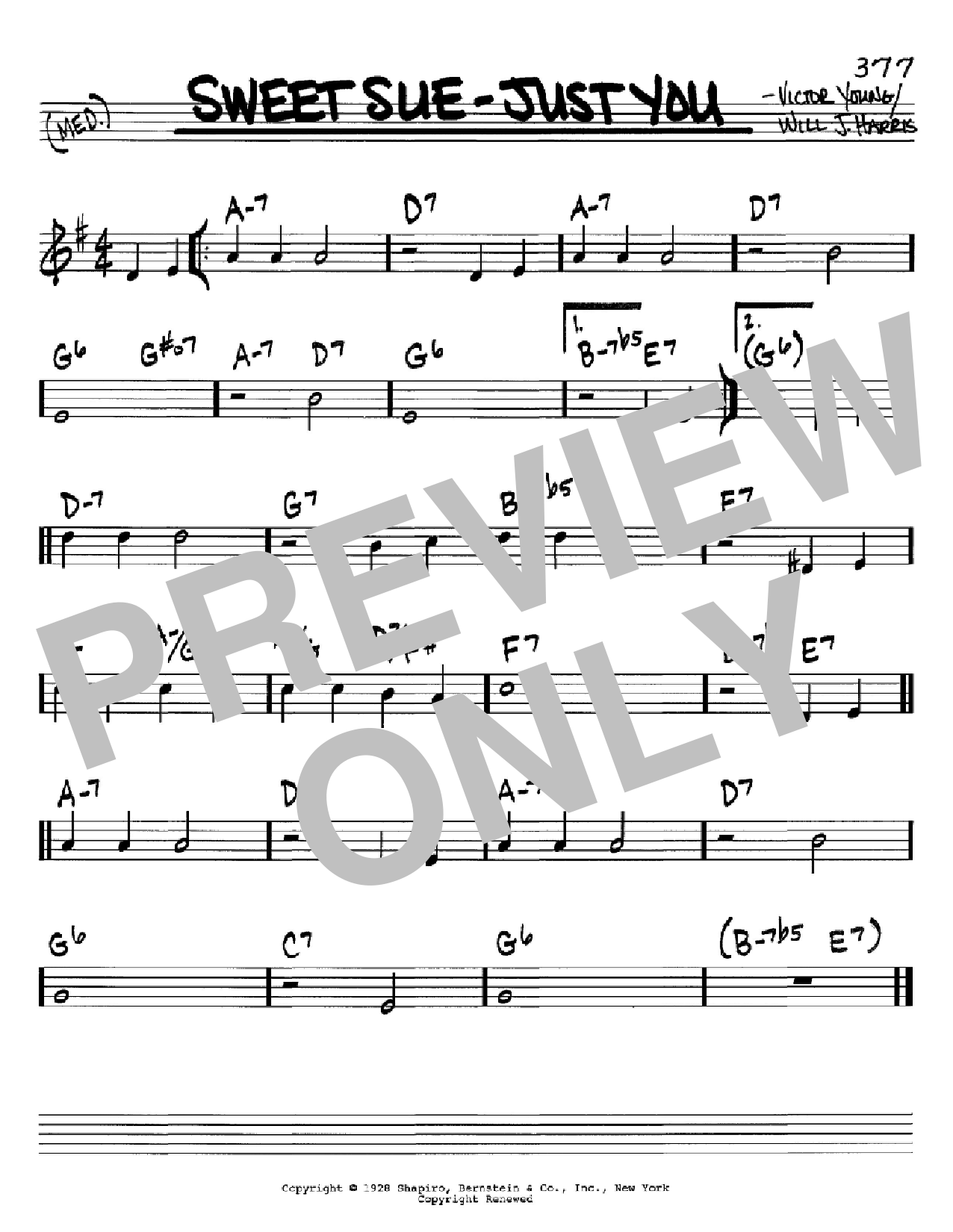 Download Will J. Harris Sweet Sue-Just You Sheet Music