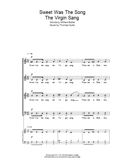 Download Thomas Hyde Sweet Was The Song The Virgin Sang Sheet Music
