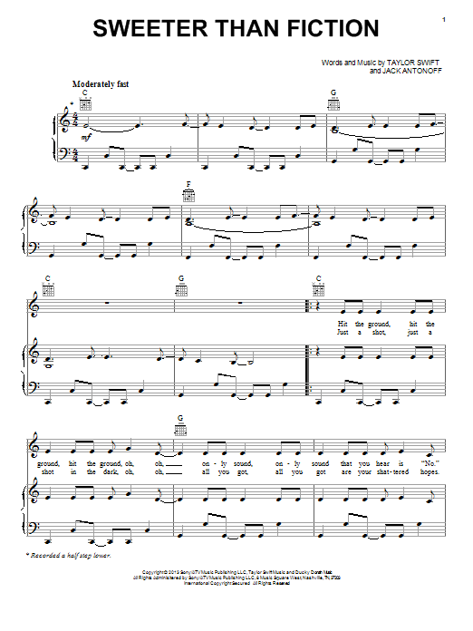Download Taylor Swift Sweeter Than Fiction Sheet Music