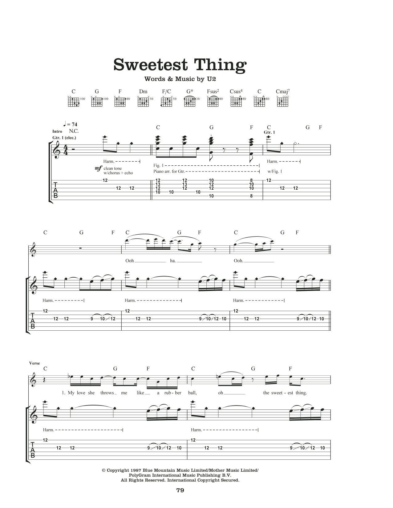 Download U2 Sweetest Thing Sheet Music