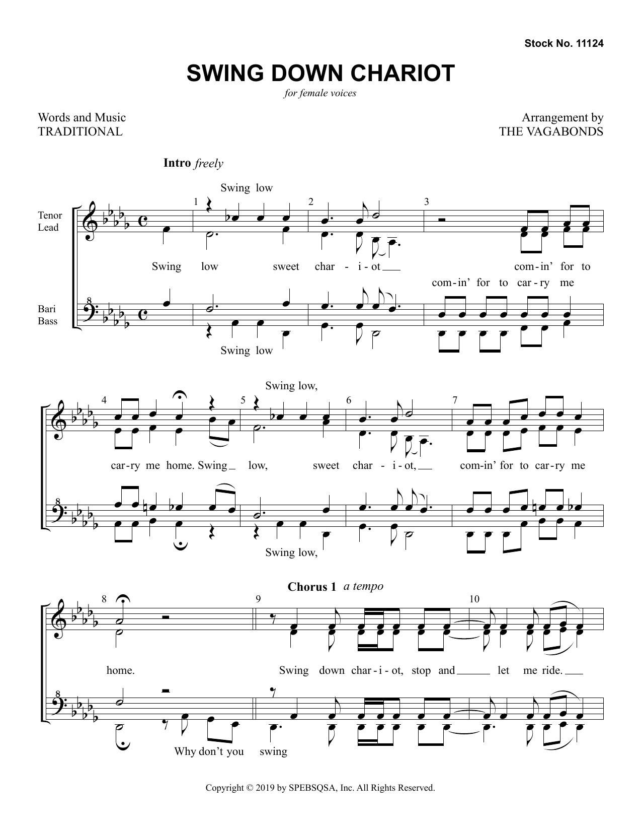 Download The Vagabonds Swing Down Chariot Sheet Music