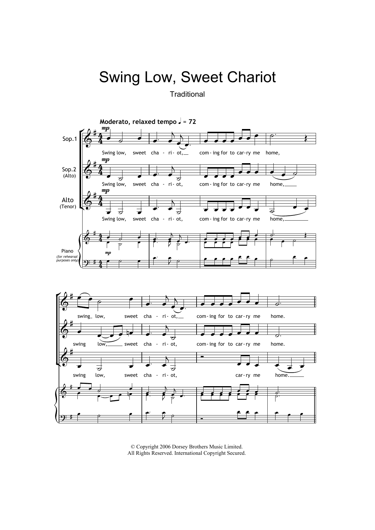Download Traditional Swing Low, Sweet Chariot (arr. Barrie C Sheet Music